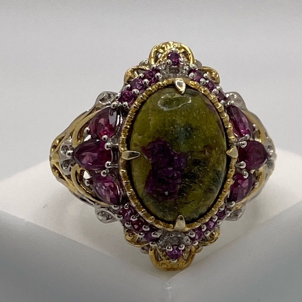 Sterling silver stitchtite rhodolite ring size 8